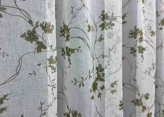 Тюль VR-Textil 1531т Flora Батист Білий з оливково-коричневим 300х270 см (42-0442) Київ