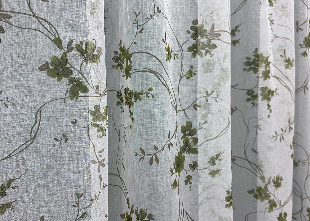 Тюль VR-Textil 1531т Flora Батист Білий з оливково-коричневим 300х270 см (42-0442) Київ - фото 5