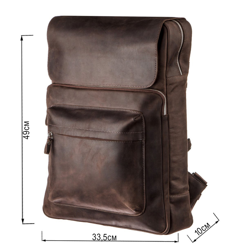 Рюкзак великий в шкірі Crazy horse Shvigel 15307 Коричневий Київ - фото 5