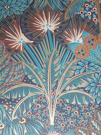 Шпалери флізелінові еко Rasch Sophia 0.53х10 рослинний принт квіти листя бірюза синій із золотом 3д Київ