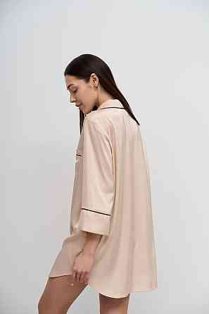 Жіноча нічна сорочка подовжена шовкова Молочний L Харків