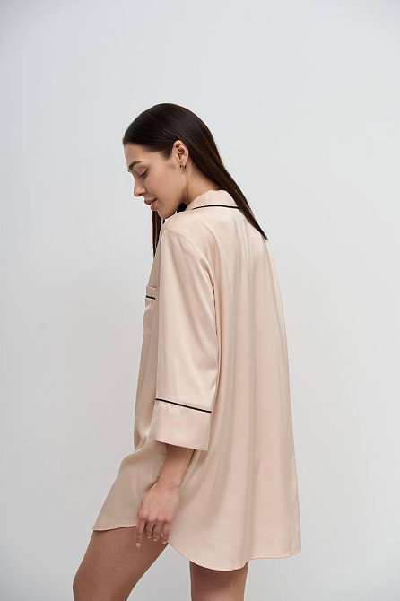 Женская ночная рубашка удлиненная шелковая Молочный L Харьков - изображение 5