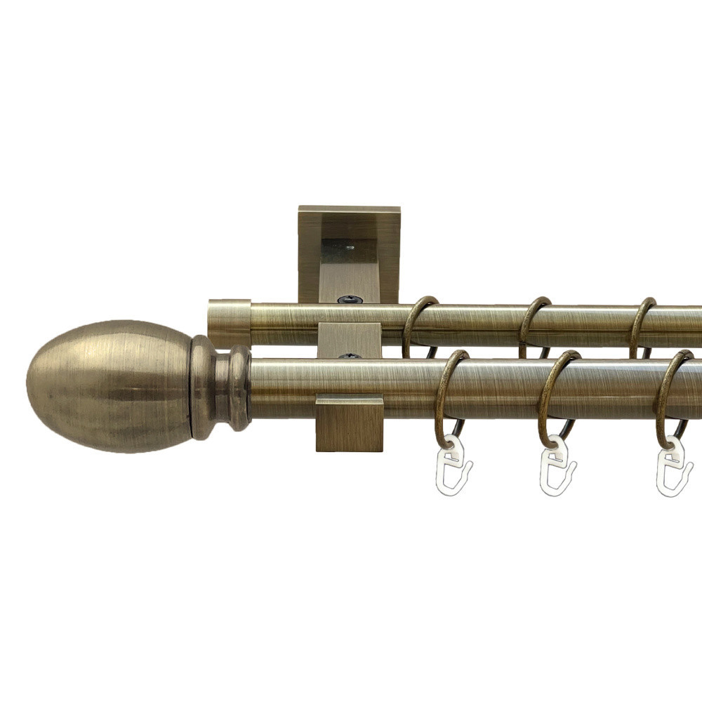 Карниз Orvit Белуно металевий дворядний техно гладка труба кільце металеве Антик 25\19 мм 160 см (00-00025960) Львів - фото 1