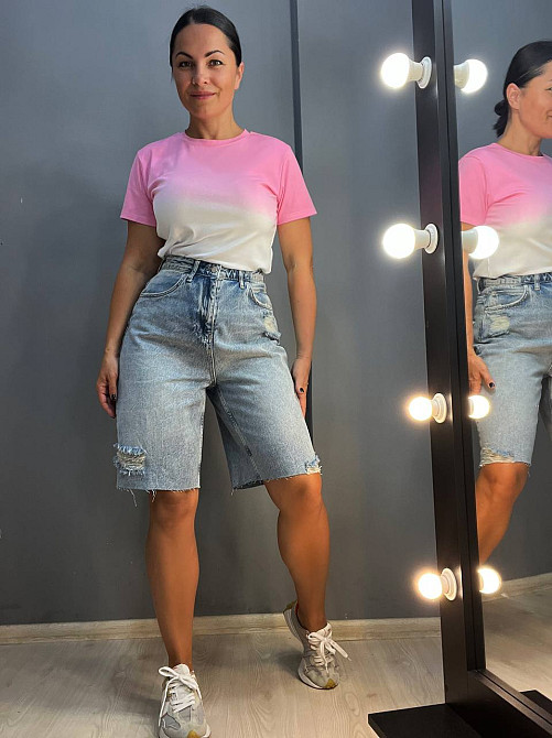 Шорти жіночі джинсові Women Denim 2038-977 бермуди рвані довжина до колін блакитні, блакитний, 34 Київ - фото 3