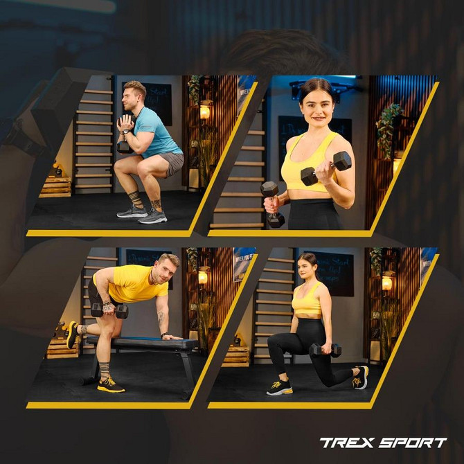 Гантеля шестигранна прогумована TX-150RD Trex Sport 15кг Киев - изображение 6