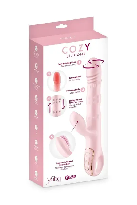 Вібратор-кролик 5в1 Yoba Cozy, вібрація, ротація, пульсація, перлинний масаж, нагрівання Львів - фото 5