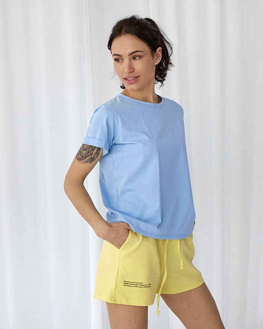 Базова футболка жіноча однотонна Блакитний L Харків - фото 2