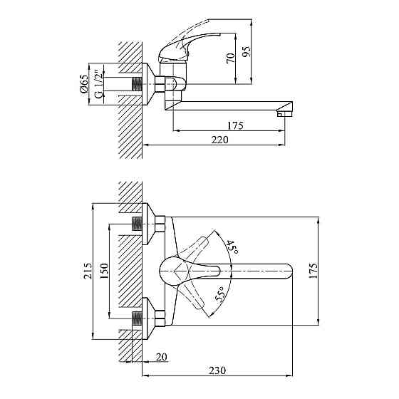 Змішувач для кухні настінний Agua Leon - C040 Київ