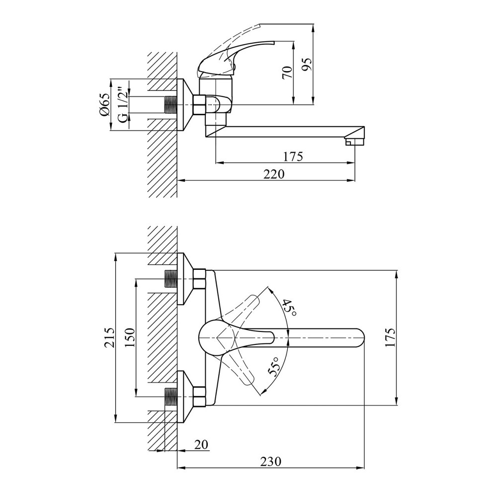 Змішувач для кухні настінний Agua Leon - C040 Київ - фото 2