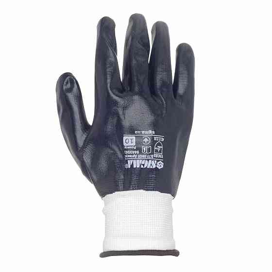 Перчатки трикотажные с полным нитриловым покрытием р10 (черные, манжет) SIGMA (9443561) Киев