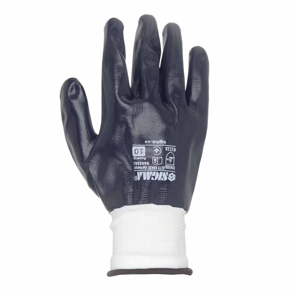 Рукавички трикотажні з повним нітриловим покриттям р10 (чорні, манжет) SIGMA (9443561) Київ - фото 2