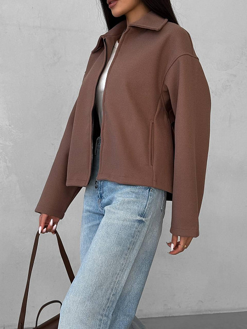 Женский теплый базовый оверсайз жакет на молнии из кашемира Мокко Одесса - изображение 9