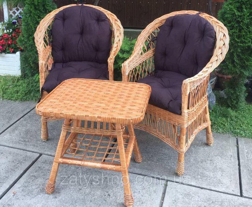 Мебель из лозы  с маленьким столом| Дачная плетеная мебель | мебель балконная с накидками Киев - изображение 4