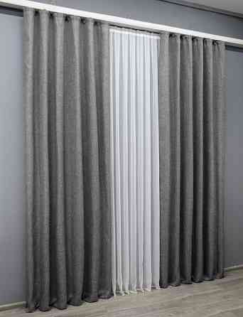 Комплект штор, колекція "Льон Мішковина" колір сірий 108ш Київ