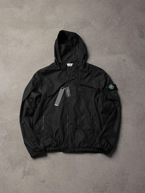 Чоловіча чорна літня куртка STONE ISLAND, легка вітровка корного кольору з капюшоном Львів - фото 9