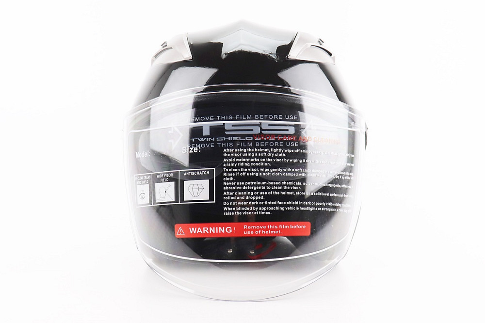 Шолом відкритий+відкидні окуляри BLD-708 S (55-56см), ЧОРНИЙ глянець Київ - фото 4