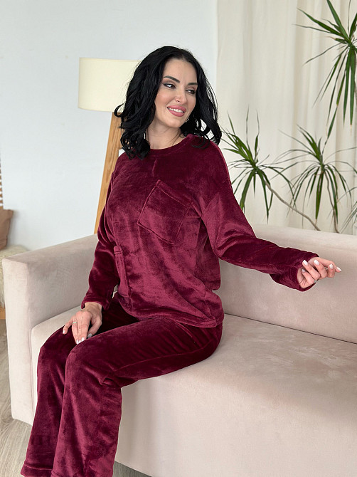 Махровый костюм с декоративными карманами Luci 42-44, Бордовый Киев - изображение 4