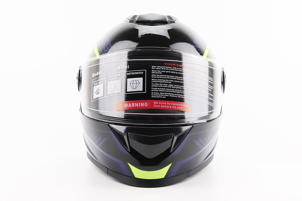 Шолом інтеграл, закритий BLD-М65 L (59-60см), ЧОРНИЙ/НЕОНОВО-ЖОВТО-СИНІЙ Киев - изображение 4