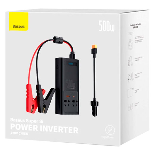 Автомобільний інвертор Baseus In-Car Inverter 500W 220V CN EU CGNB000101 (Чорний) Миколаїв - фото 10