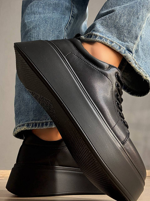 Кеды женские Hengji 537-5 кожаные на платформе черные, 41, 26 см Киев - изображение 6