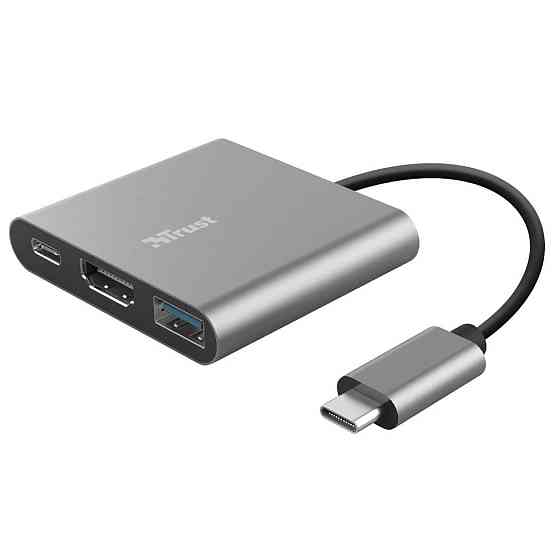 USB-хаб Trust Dalyx Aluminium USB Type-C 3-в-1 (23772) ( Сріблястий ) Харків