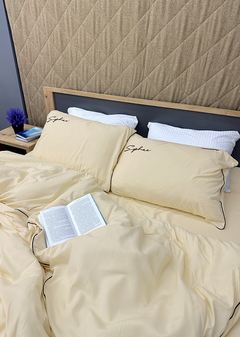 Комплект постільної білизни Сатин, Євро 200х230 Кремовий (88-144) Київ - фото 6