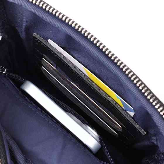 Удобная вертикальная сумка для мужчин из натуральной кожи Vintage 22862 Черный Киев