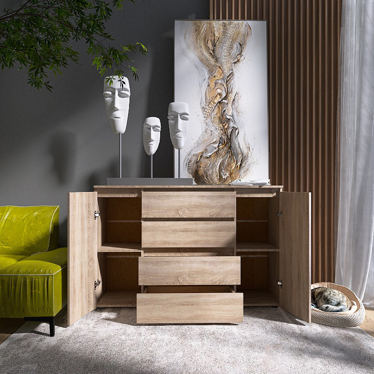 Комод Эверест КЛ-4 Лайт (телескопические) 140х38х93 см Дуб сонома (DTM-4645) Днепр - изображение 3