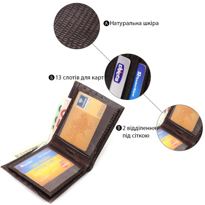 Гаманець Canpellini З натуральної шкіри Коричневий (21585) Вінниця - фото 8