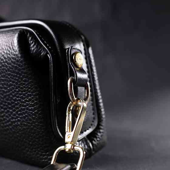 Цікавий клатч у класичному кольорі з цікавою клямкою з натуральної шкіри Vintage 22427 Чорний Київ