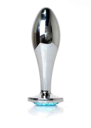 Анальная металлическая пробка Plug-Jewellery Silver PLUG-Light Blue L Sex Aura Киев