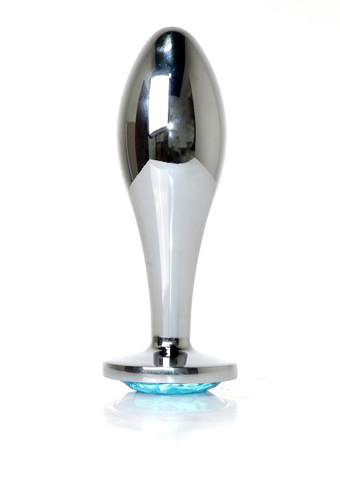Анальная металлическая пробка Plug-Jewellery Silver PLUG-Light Blue L Sex Aura Киев - изображение 1