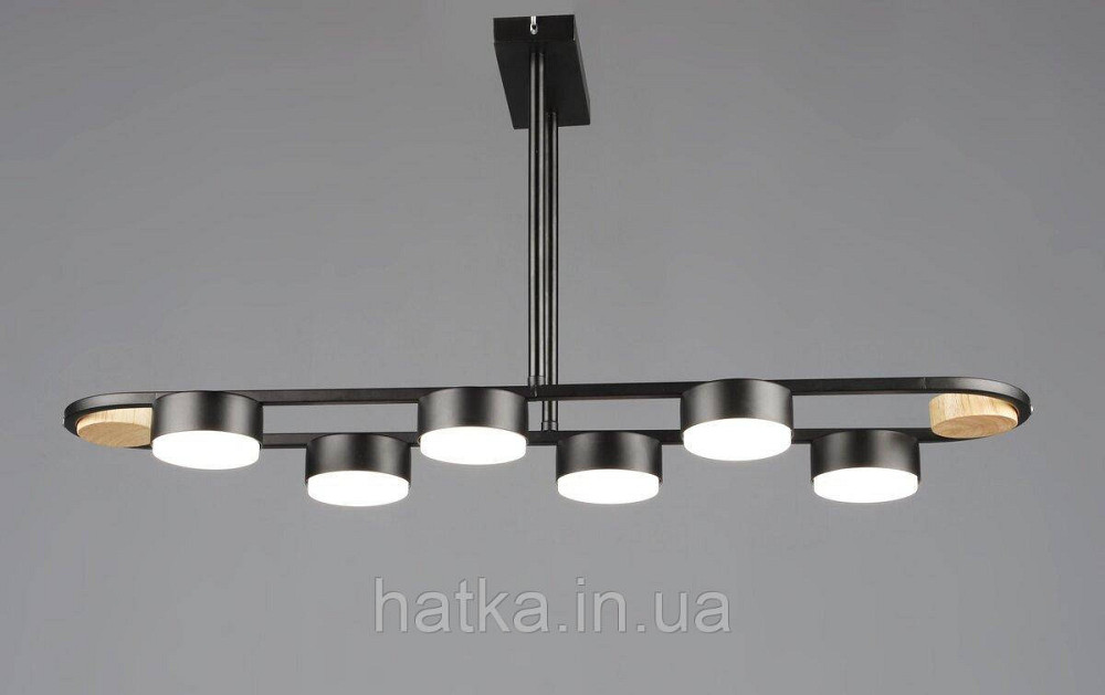 Люстра стельова світлодіодна на 6 плафонів VALESO N6720/6 GX53 Чорний + Дерево N6720/6 Київ - фото 1