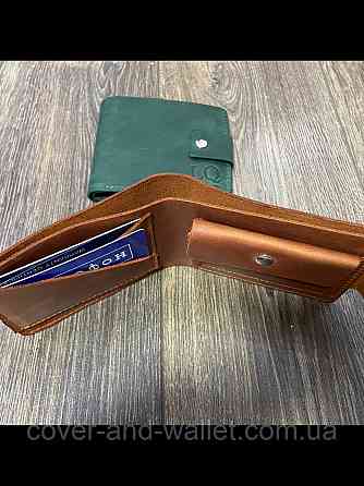 Коричневый мужской кошелек из натуральной кожи ручной роботы GP Leather Киев