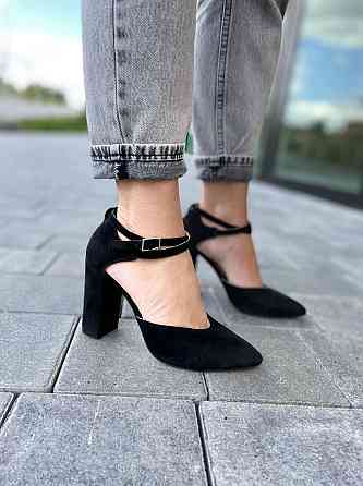 SANTINI Босоніжки жіночі чорні замшеві SANTINI 953589-21 літо, натуральна замша на підборах / С Коломыя