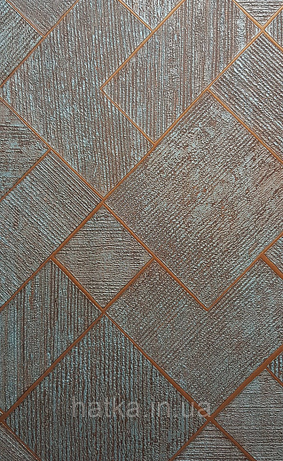 Шпалери вінілові на флізеліні Ritus Marburg метрові геометрія під плитку бірюзові коричневі золотисті Київ - фото 2