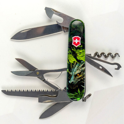Нож Victorinox Huntsman Zodiac 91 мм Зелений дерев'яний дракон (1.3713.3_Z3240p) Винница - изображение 9
