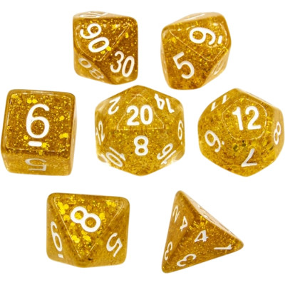 Набір кубиків для настільних ігор Games 7 Days Glitter 7 Dice Set - Gold (g7dglit02) Вінниця - фото 1
