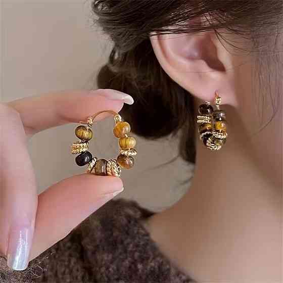 Серьги набор 3 пары в различных дизайнах с эмалью золотистые,женская бижутерия серьги комплект из цинкового сплава Каменец-Подольский