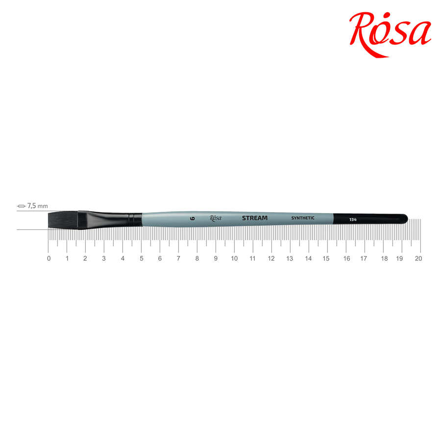 Пензель синтетика плоска STREAM 134 № 6 коротка ручка ROSA Київ - фото 1