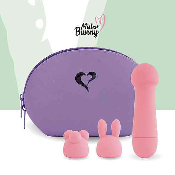 Мінівібратор FeelzToys Mister Bunny Pink з двома насадками Sex Aura Київ