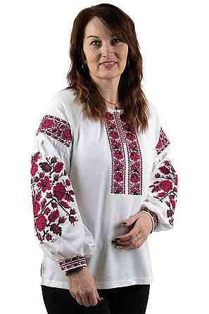 Вышиванка женская льняная, белая топ 52/54 Киев