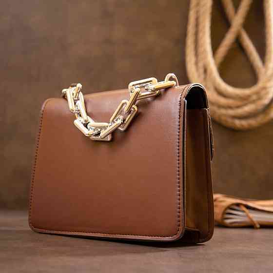 Горизонтальна сумка зі шкірозамінника Vintage sale_14907 Коричнева Київ