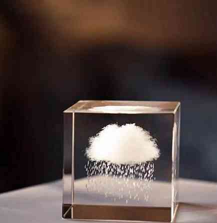 Стеклянный куб “Облачко с дождем” – волшебный сувенир и декор Киев