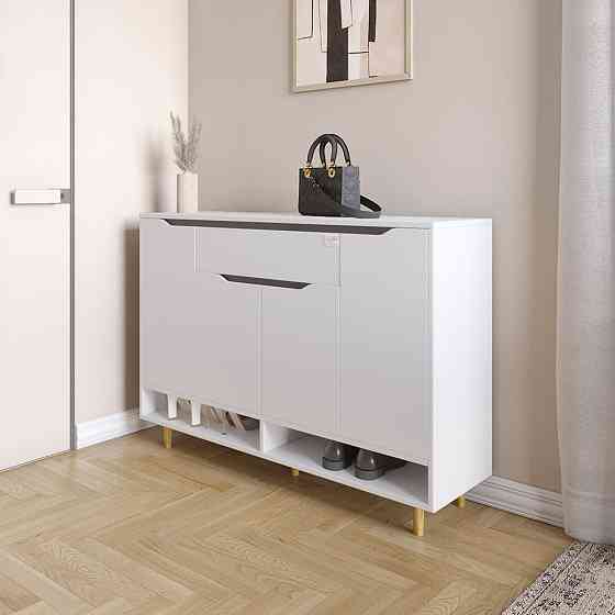 Тумба для обуви в прихожую LION Салливан Тумба-2 Нимфея Альба (белый) (LION-041142) ТОП Днепр