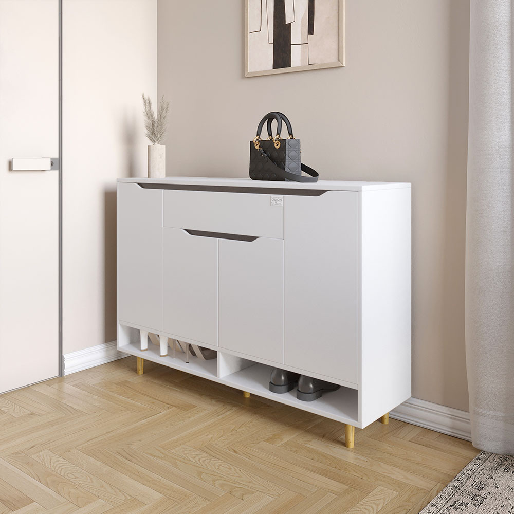 Тумба для обуви в прихожую LION Салливан Тумба-2 Нимфея Альба (белый) (LION-041142) ТОП Днепр - изображение 1