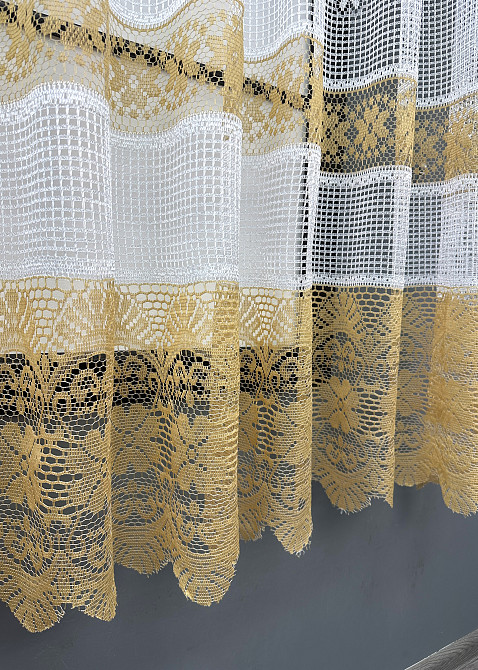 Тюль сетка VR-Textil Juli № 1721т Арка на кухню цвет белый со светло-коричневым 300х160 см (53-0028) Киев - изображение 6