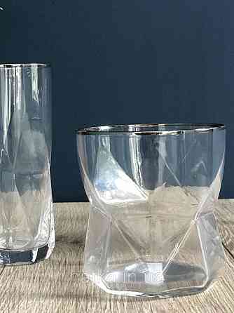 Стакан-доф для віскі соку "Прозора Геометрія" 400 мл прозорий скло незвичайна форма Київ