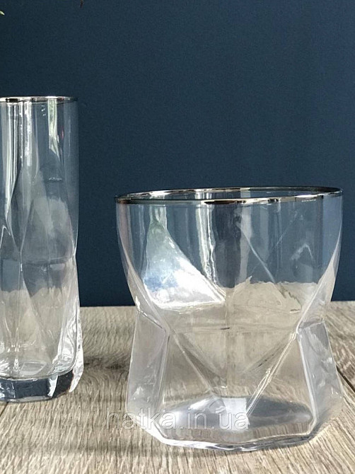 Стакан-доф для віскі соку "Прозора Геометрія" 400 мл прозорий скло незвичайна форма Київ - фото 1