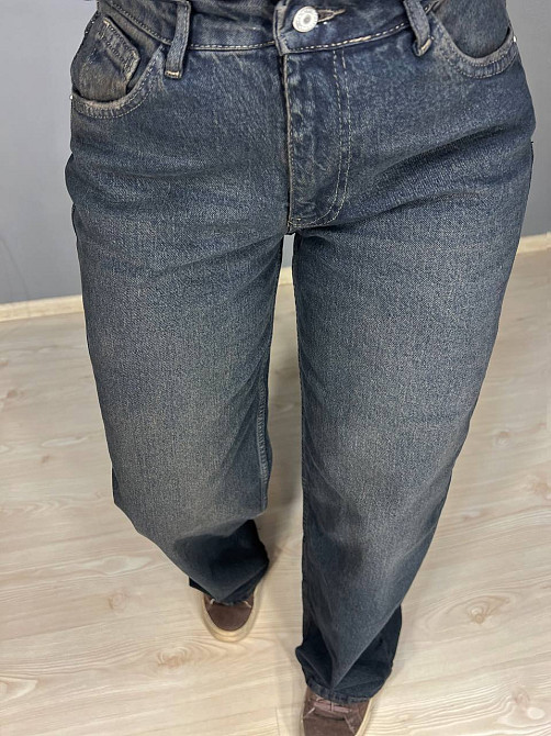 Джинсы женские I8 55516 палаццо Baggy Straight fit ровный изд бедра, синий с коричневым, 25, 25, 69  Одесса - изображение 6